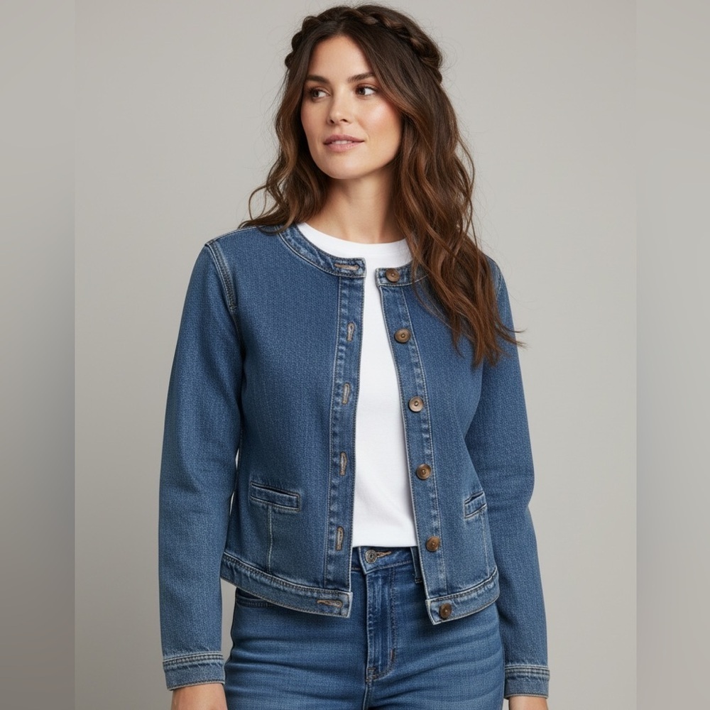 NWT The Loft Petite Blu Jean Denim Jacket Women’s Size XSP Button Front